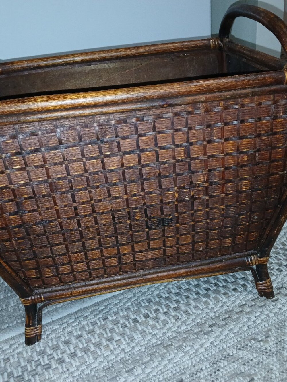 Pier 1 Rattan Bamboo Footed Storage Basket
